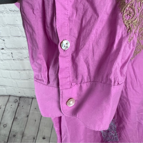 J. Jill Pink Button Down Embroidered Details Cotton Size 4X - Picture 5 of 8